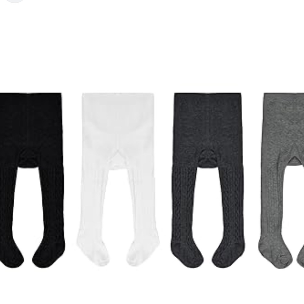 Children's Ribbed Tights-Grey by Cecorc Size 12/24 months 1 pair